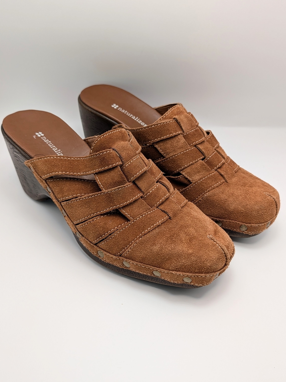 Naturalizer Woven Suede Leather Mule Clogs